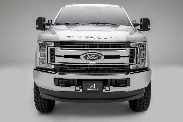 ZROADZ Universal LED License Plate Frame Bracket ONLY- Black Mild Steel - Bolt-on No Drilling Required - Mounts (2) 3 Inch ZROADZ or Similar Style LED Pod Lights PN#Z310005