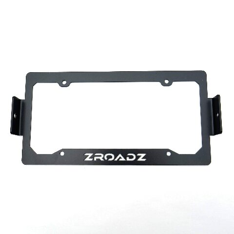 ZROADZ Universal LED License Plate Frame Bracket ONLY- Black Mild Steel - Bolt-on No Drilling Required - Mounts (2) 3 Inch ZROADZ or Similar Style LED Pod Lights PN#Z310005