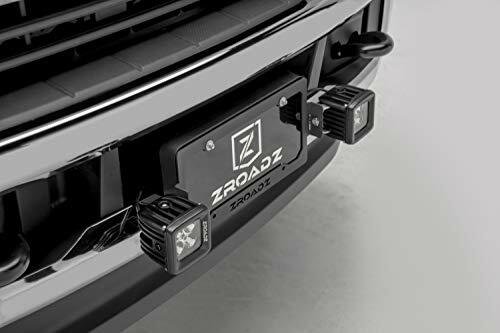 ZROADZ Universal LED License Plate Frame Bracket KIT- Black Mild Steel - Bolt-ON Includes (2) 3 Inch LED Pod Lights and Harness PN#Z310005-KIT