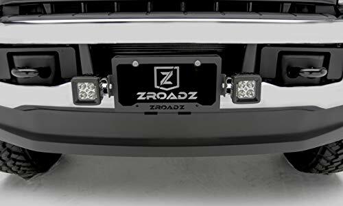 ZROADZ Universal LED License Plate Frame Bracket KIT- Black Mild Steel - Bolt-ON Includes (2) 3 Inch LED Pod Lights and Harness PN#Z310005-KIT