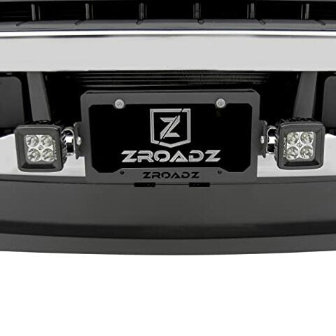 ZROADZ Universal LED License Plate Frame Bracket KIT- Black Mild Steel - Bolt-ON Includes (2) 3 Inch LED Pod Lights and Harness PN#Z310005-KIT