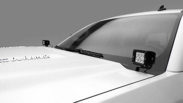 ZROADZ Ditch Hood Hinge LED Mounting Bracket - Compatible w/ 2015-2019 Chevy Silverado 2500 3500 - to Mount (2) 3 Inch LED Pod Lights - Mild Steel Gloss Black - Bolt-On Easy Installation - PN #Z361221