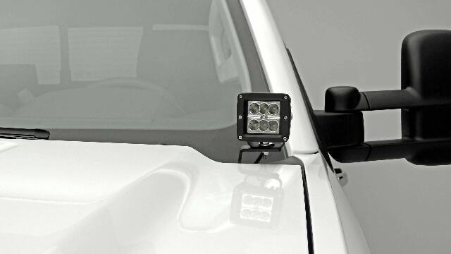 ZROADZ Ditch Hood Hinge LED Mounting Bracket - Compatible w/ 2015-2019 Chevy Silverado 2500 3500 - to Mount (2) 3 Inch LED Pod Lights - Mild Steel Gloss Black - Bolt-On Easy Installation - PN #Z361221