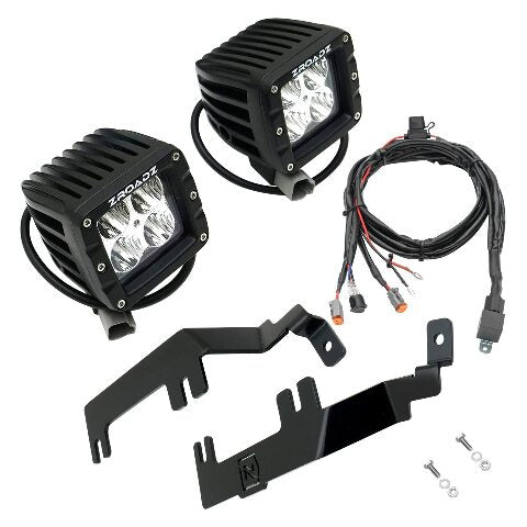 ZROADZ Ditch Hood Hinge LED Kit - Compatible w/ 2015-2019 Chevy Silverado 2500 3500 - Incl. (2) 3 Inch LED Pod Lights - Mild Steel Gloss Black Finish - Bolt-On Easy Installation - PN #Z361221-KIT2