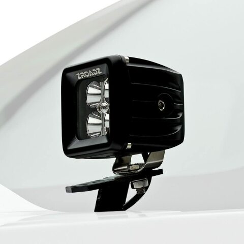 ZROADZ Ditch Hood Hinge LED Kit - Compatible w/ 2015-2019 Chevy Silverado 2500 3500 - Incl. (2) 3 Inch LED Pod Lights - Mild Steel Gloss Black Finish - Bolt-On Easy Installation - PN #Z361221-KIT2