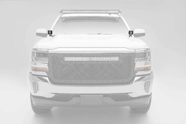 ZROADZ Ditch Hood Hinge LED Mounting Bracket - Compatible w/ 2014-2018 GMC Sierra 1500 - to Mount (2) 3 Inch LED Pod Lights - Mild Steel Gloss Black - Bolt-On Easy Installation - PN #Z362081
