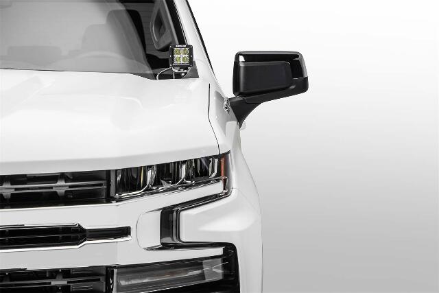 ZROADZ Ditch Hood Hinge LED Kit - Compatible w/ 2019-2022 Chevy Silverado 1500 - Incl. (2) 3 Inch LED Pod Lights - Mild Steel Gloss Black Finish - Bolt-On Easy Installation - PN #Z362181-KIT2
