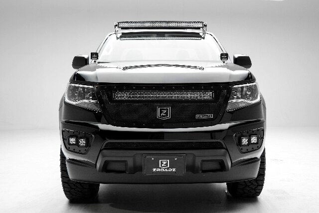 ZROADZ Ditch Hood Hinge LED Mounting Bracket - Compatible w/ 2015-2020 Chevy Colorado - to Mount (2) 3 Inch LED Pod Lights - Mild Steel Gloss Black Finish - Bolt-On Easy Installation - PN #Z362671