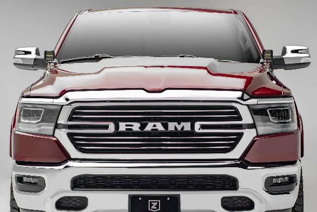 ZROADZ Ditch Hood Hinge LED Mounting Bracket - Compatible w/ 2019-2022 Ram Rebel - to Mount (2) 3 Inch LED Pod Lights - Mild Steel Gloss Black - Bolt-On Easy Installation - PN #Z364721