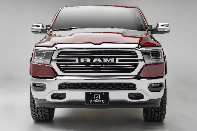 ZROADZ Ditch Hood Hinge LED Mounting Bracket - Compatible w/ 2019-2022 Ram Rebel - to Mount (2) 3 Inch LED Pod Lights - Mild Steel Gloss Black - Bolt-On Easy Installation - PN #Z364721