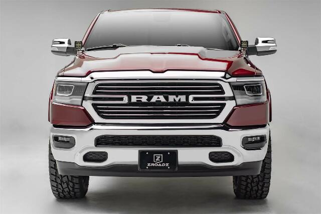 ZROADZ Ditch Hood Hinge LED Kit - Compatible w/ 2019-2022 Ram Rebel - Incl. (2) 3 Inch LED Pod Lights - Mild Steel Gloss Black Finish - Bolt-On Easy Installation - PN #Z364721-KIT2