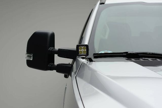 ZROADZ Ditch Hood Hinge LED Mounting Bracket - Compatible w/ 2017-2022 Ford F-250 350 450 550 - to Mount (2) 3 Inch LED Pod Lights - Mild Steel Gloss Black - Bolt-On Easy Installation - PN #Z365471