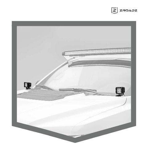 ZROADZ Ditch Hood Hinge LED Mounting Bracket - Compatible w/ 2017-2021 Ford F150 Raptor - to Mount (2) 3 Inch LED Pod Lights - Mild Steel Gloss Black - Bolt-On Easy Installation - PN #Z365701