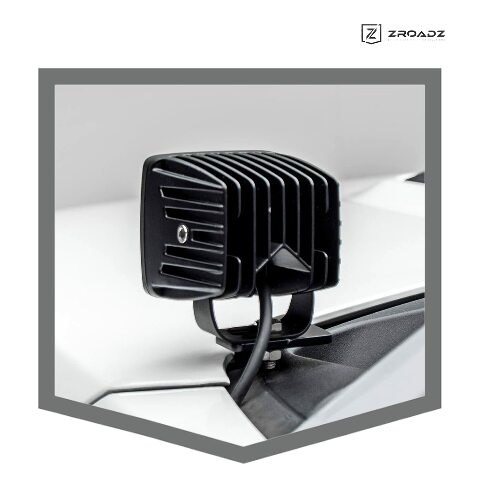 ZROADZ Ditch Hood Hinge LED Mounting Bracket - Compatible w/ 2017-2021 Ford F150 Raptor - to Mount (2) 3 Inch LED Pod Lights - Mild Steel Gloss Black - Bolt-On Easy Installation - PN #Z365701