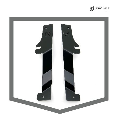 ZROADZ Ditch Hood Hinge LED Mounting Bracket - Compatible w/ 2017-2021 Ford F150 Raptor - to Mount (2) 3 Inch LED Pod Lights - Mild Steel Gloss Black - Bolt-On Easy Installation - PN #Z365701