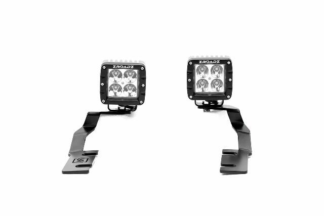 ZROADZ Ditch Hood Hinge LED Kit - Compatible w/ 2019-2021 Ford Ranger - Incl. (2) 3 Inch LED Pod Lights - Mild Steel Gloss Black Finish - Bolt-On Easy Installation - PN #Z365821-KIT2