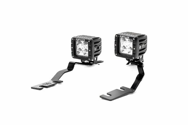 ZROADZ Ditch Hood Hinge LED Kit - Compatible w/ 2019-2021 Ford Ranger - Incl. (2) 3 Inch LED Pod Lights - Mild Steel Gloss Black Finish - Bolt-On Easy Installation - PN #Z365821-KIT2