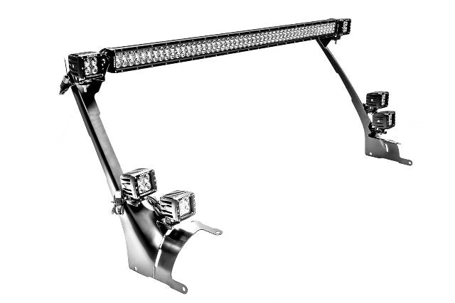 Jeep JL, Gladiator Front Roof LED Kit with (1) 50 Inch LED Straight Double Row Light Bar and (4) 3 Inch LED Pod Lights - PN #Z374831-KIT4