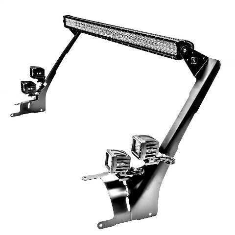 Jeep JL, Gladiator Front Roof LED Kit with (1) 50 Inch LED Straight Double Row Light Bar and (4) 3 Inch LED Pod Lights - PN #Z374831-KIT4