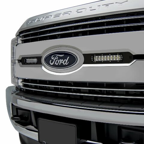 2017-2019 Ford Super Duty Lariat, King Ranch OEM Grille LED Kit with (2) 6 Inch LED Straight Single Row Slim Light Bars - PN #Z415471-KIT