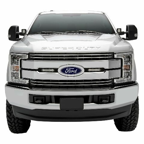 2017-2019 Ford Super Duty Lariat, King Ranch OEM Grille LED Kit with (2) 6 Inch LED Straight Single Row Slim Light Bars - PN #Z415471-KIT