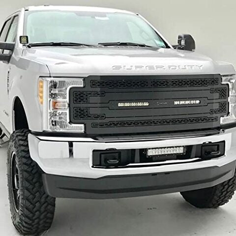 2017-2019 Ford Super Duty Lariat, King Ranch OEM Grille LED Kit with (2) 6 Inch LED Straight Single Row Slim Light Bars - PN #Z415471-KIT