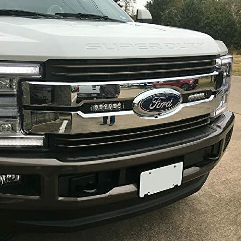 2017-2019 Ford Super Duty Lariat, King Ranch OEM Grille LED Kit with (2) 6 Inch LED Straight Single Row Slim Light Bars - PN #Z415471-KIT