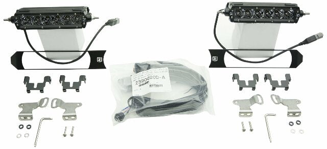 2017-2019 Ford Super Duty XLT, XL STX OEM Grille LED Kit with (2) 6 Inch LED Straight Single Row Slim Light Bars, Black - PN #Z415571-KIT
