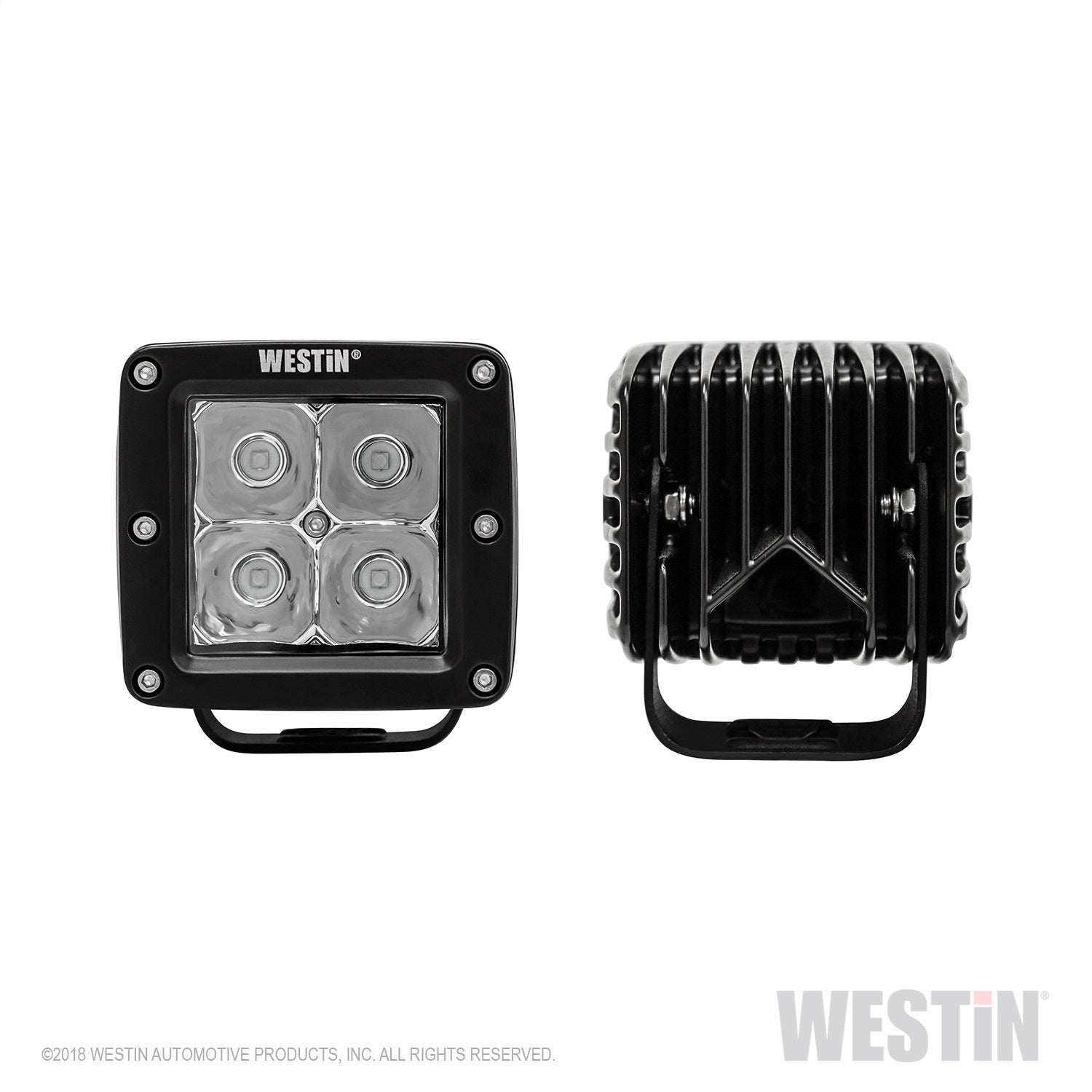 Westin 09-12200B-PR HyperQ LED Auxiliary Lights Flood Beam 3.2x3 in. 5W (Set of 2)