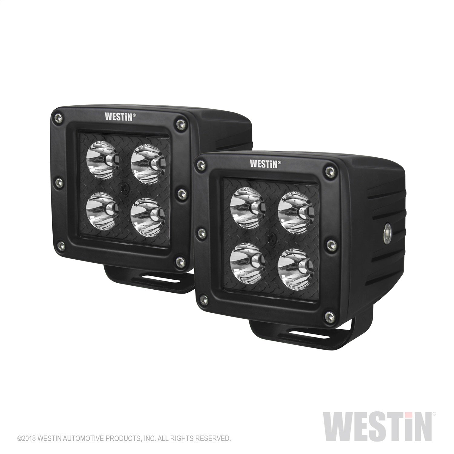 Westin 09-12205B-PR HyperQ B-FORCE LED Auxiliary Lights Flood Beam 3.2x3 in. 5W (Set of 2)
