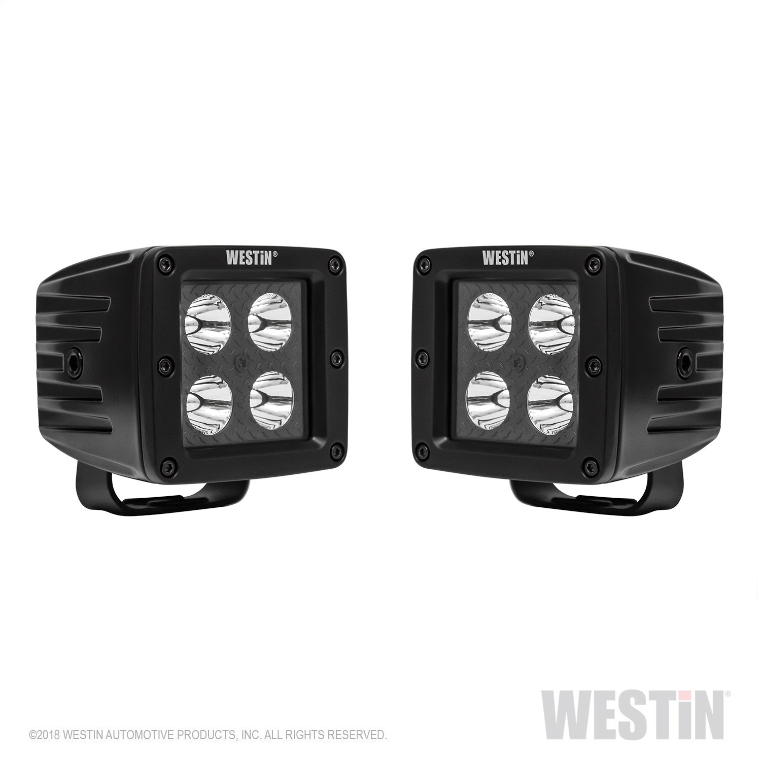 Westin 09-12205B-PR HyperQ B-FORCE LED Auxiliary Lights Flood Beam 3.2x3 in. 5W (Set of 2)