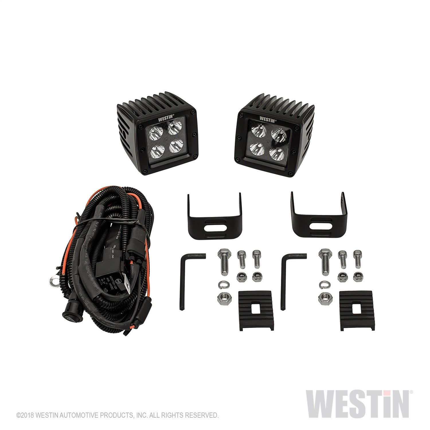 Westin 09-12205B-PR HyperQ B-FORCE LED Auxiliary Lights Flood Beam 3.2x3 in. 5W (Set of 2)