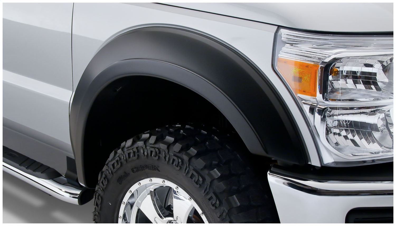 Bushwacker 20085-02 Black Extend-A-Fender Style Smooth Finish Front Fender Flares for 2011-2016 Ford F-250 & F-350 Super Duty (Excludes Dually)