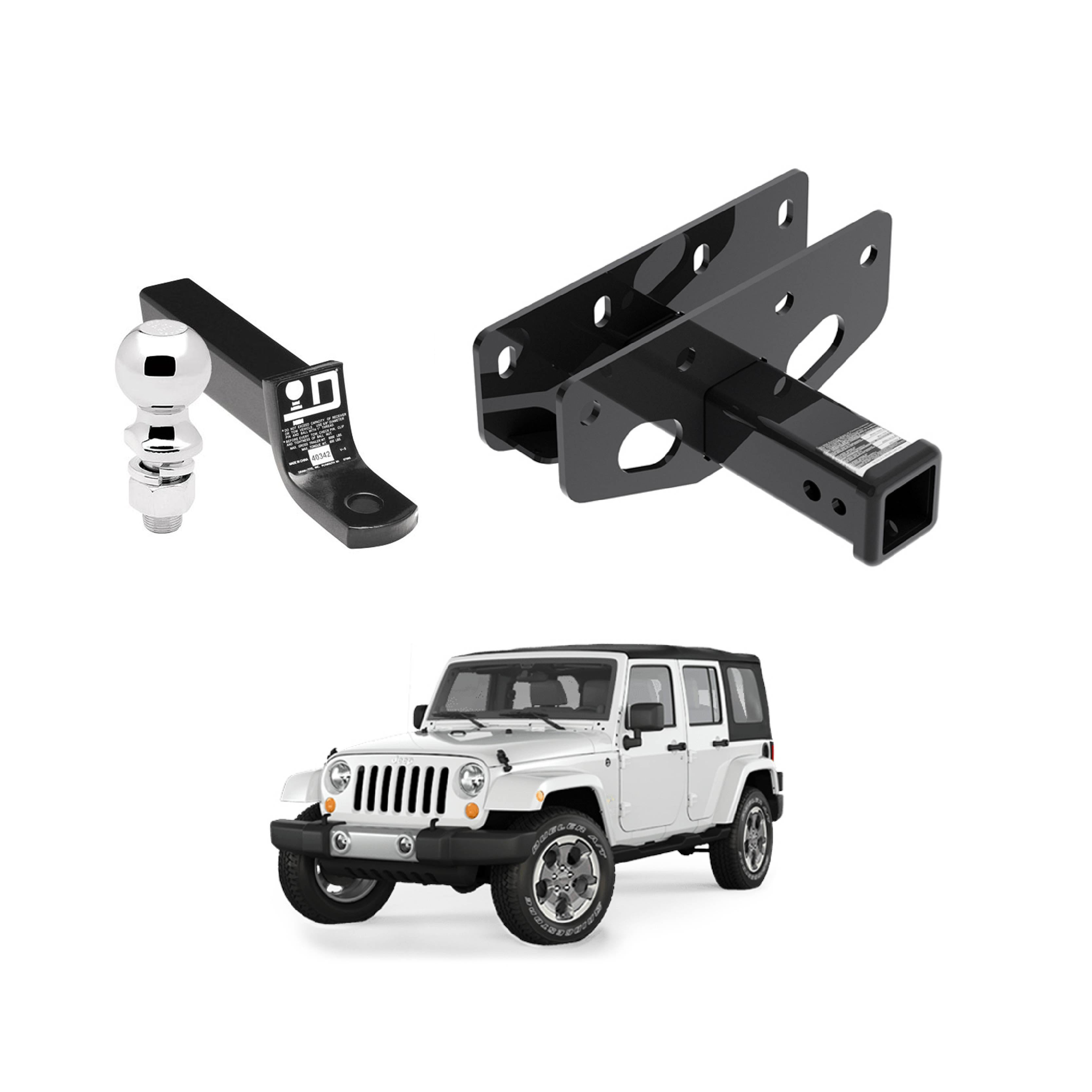 Draw Tite Towing Kit (Frame Receiver + Ball Mount) for 2016-2019 Jeep Wrangler JL