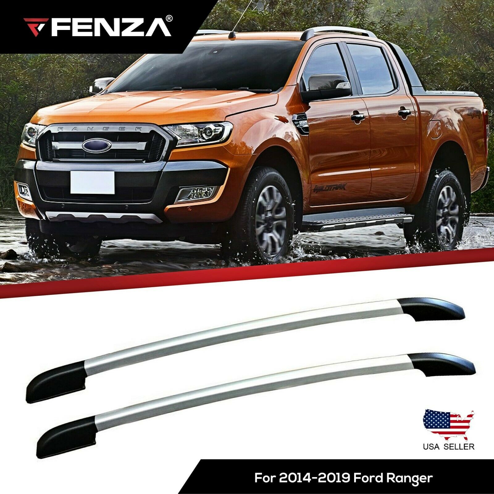 Roof Bars Factory Style Fits 2012-2021 Ford Ranger (Export Model)