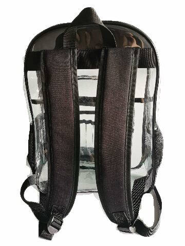 FENZA Clear School Bagpack Stadium Approved Waterproof for Concert Work Sport Event Heavy Duty PVC Transparent, Reinforced Straps & Front Accessory Pocket - Perfect for Security, & Sporting Events