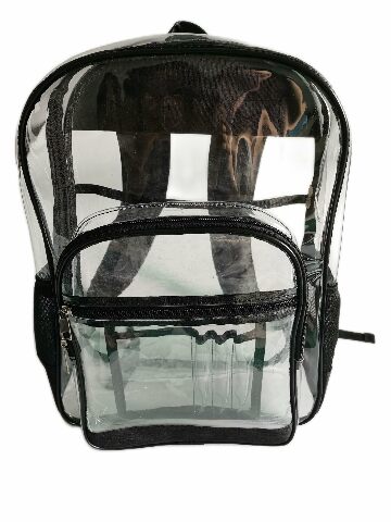 FENZA Clear School Bagpack Stadium Approved Waterproof for Concert Work Sport Event Heavy Duty PVC Transparent, Reinforced Straps & Front Accessory Pocket - Perfect for Security, & Sporting Events