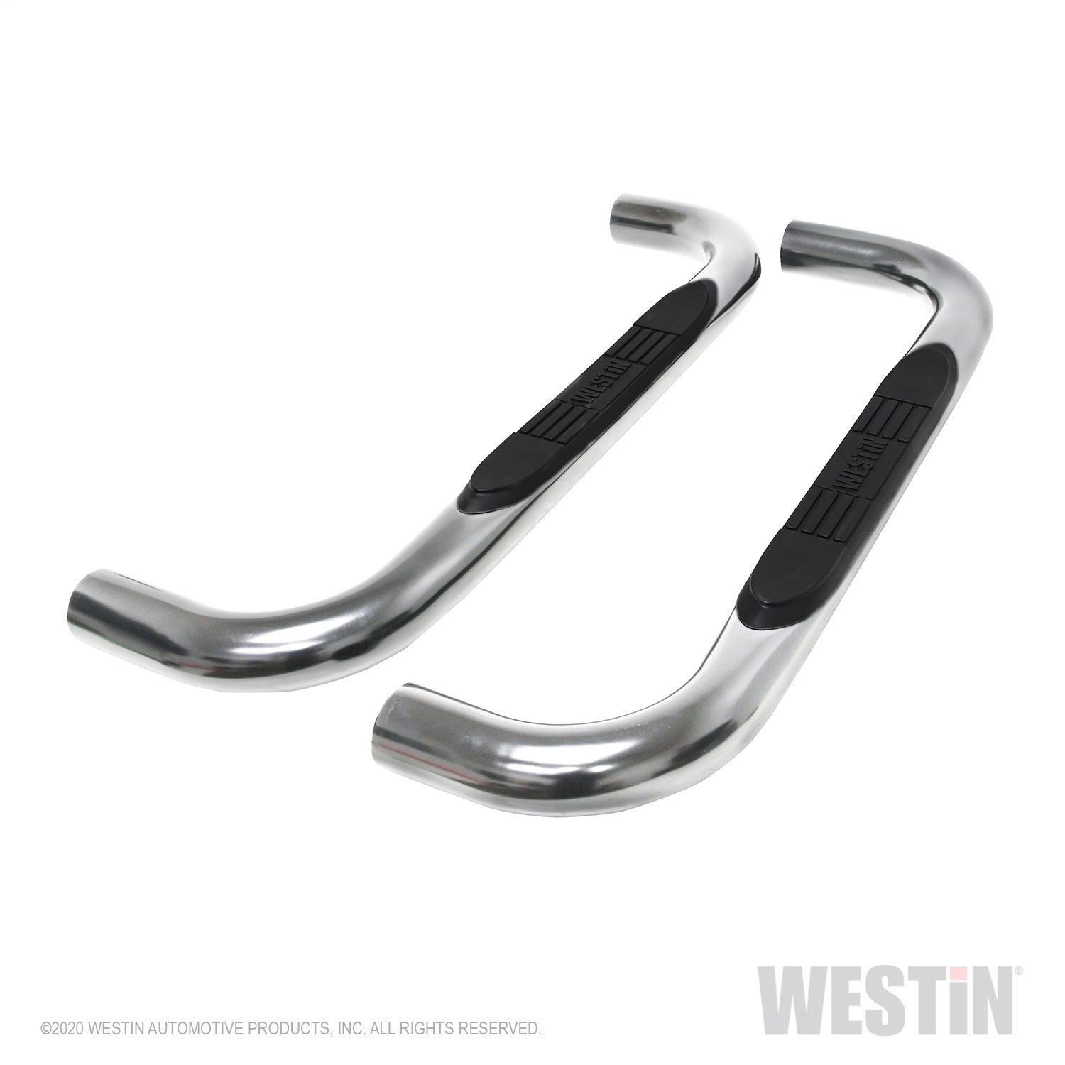 Westin 23-4110 E-Series 3 Round Nerf Bars fits 2019-2024 Silverado Sierra 1500 Standard Cab Stainless Steel Pair
