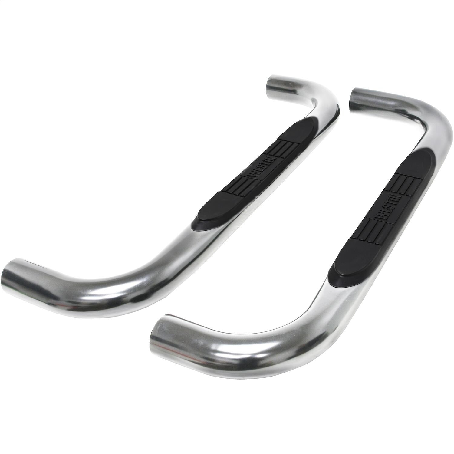 Westin 23-4110 E-Series 3 Round Nerf Bars fits 2019-2024 Silverado Sierra 1500 Standard Cab Stainless Steel Pair