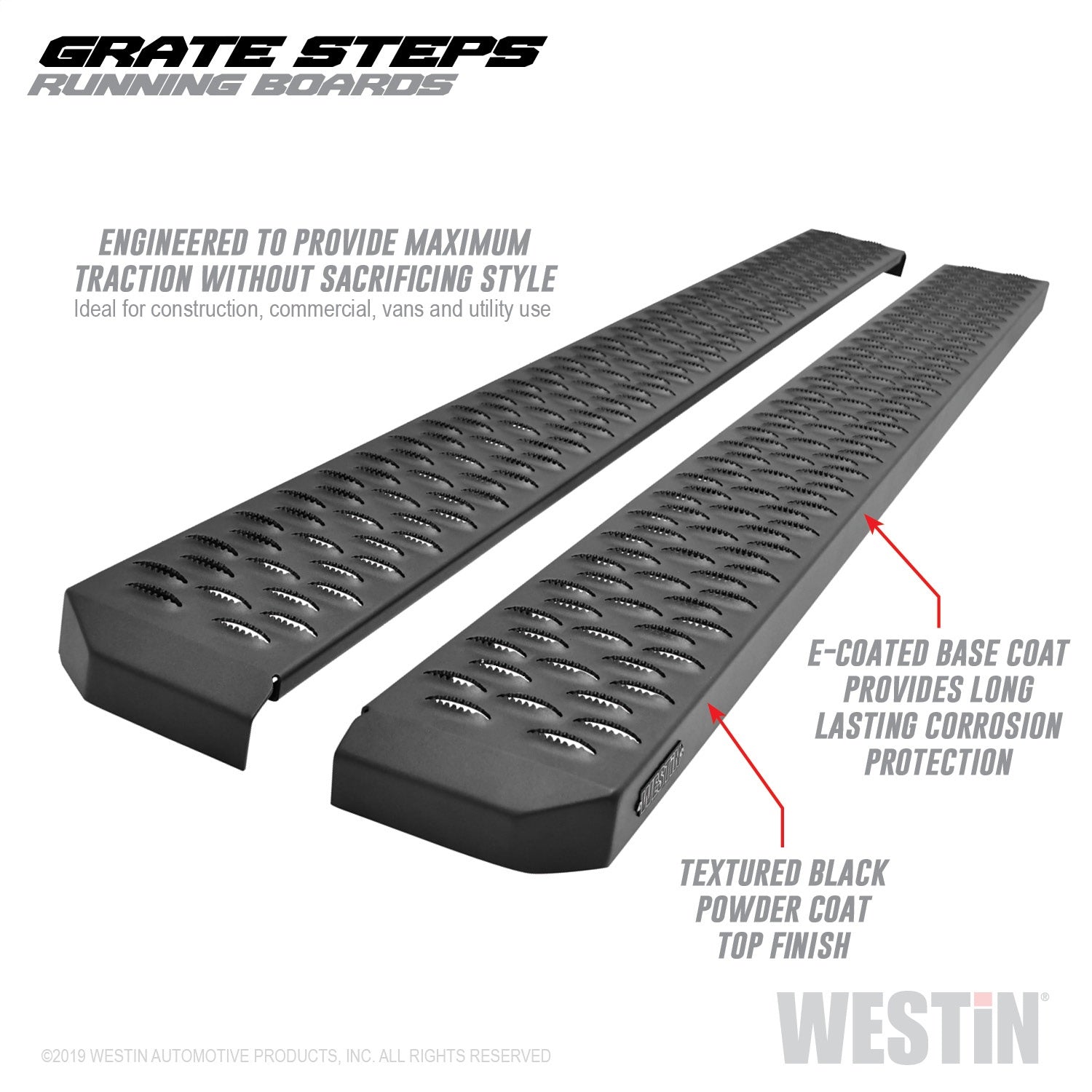 Westin 27-74715 Grate Steps Running Boards 68 in. Textured Black Pair