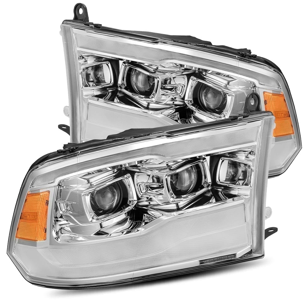 For 09-18 Ram Truck Projector Headlights Plank Style Design Chrome w/ Sequential Signal, Top/Bottom DRL