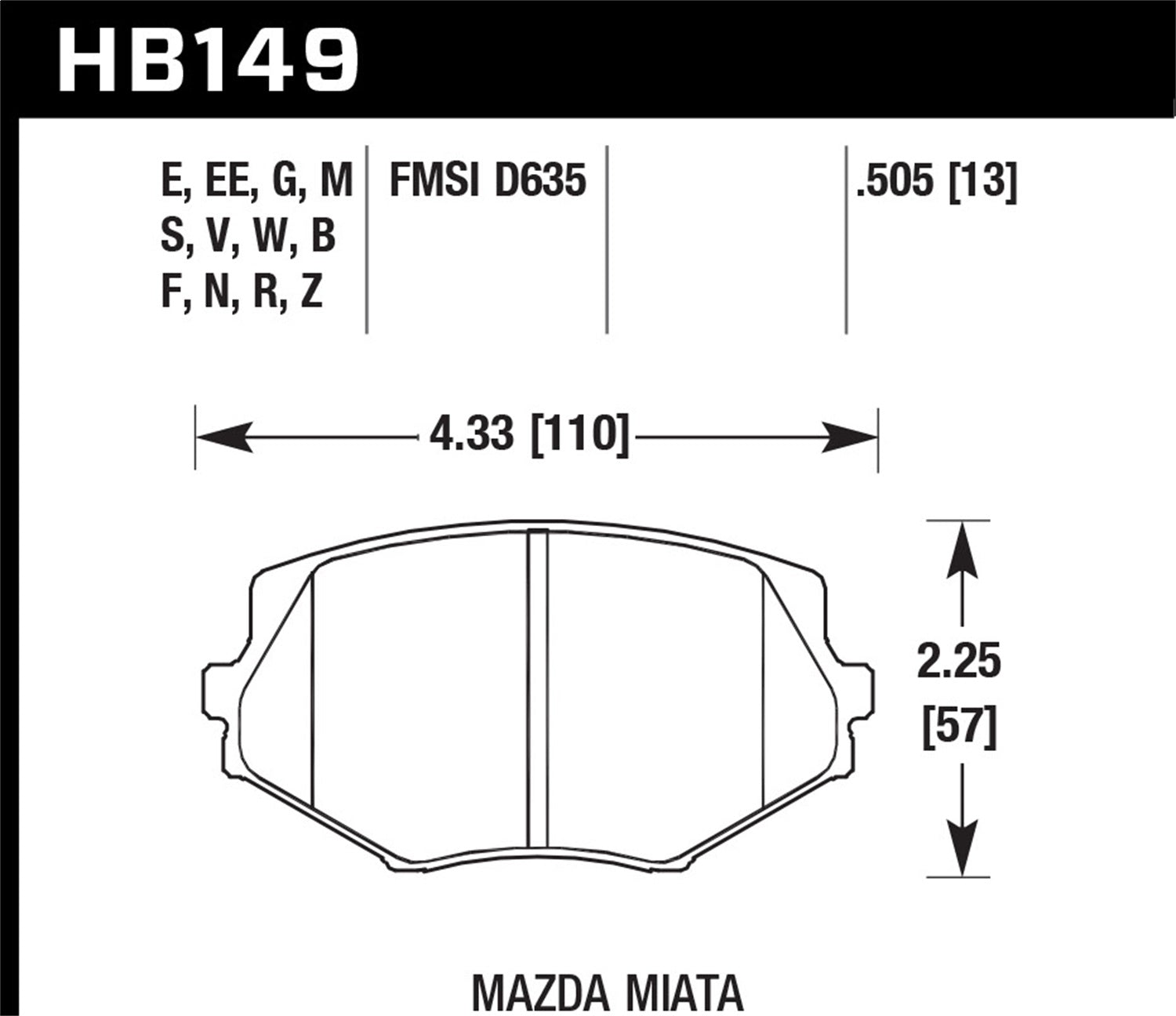 Hawk Performance HB149G.505 DTC-60 Disc Brake Pad Fits 94-05 Miata