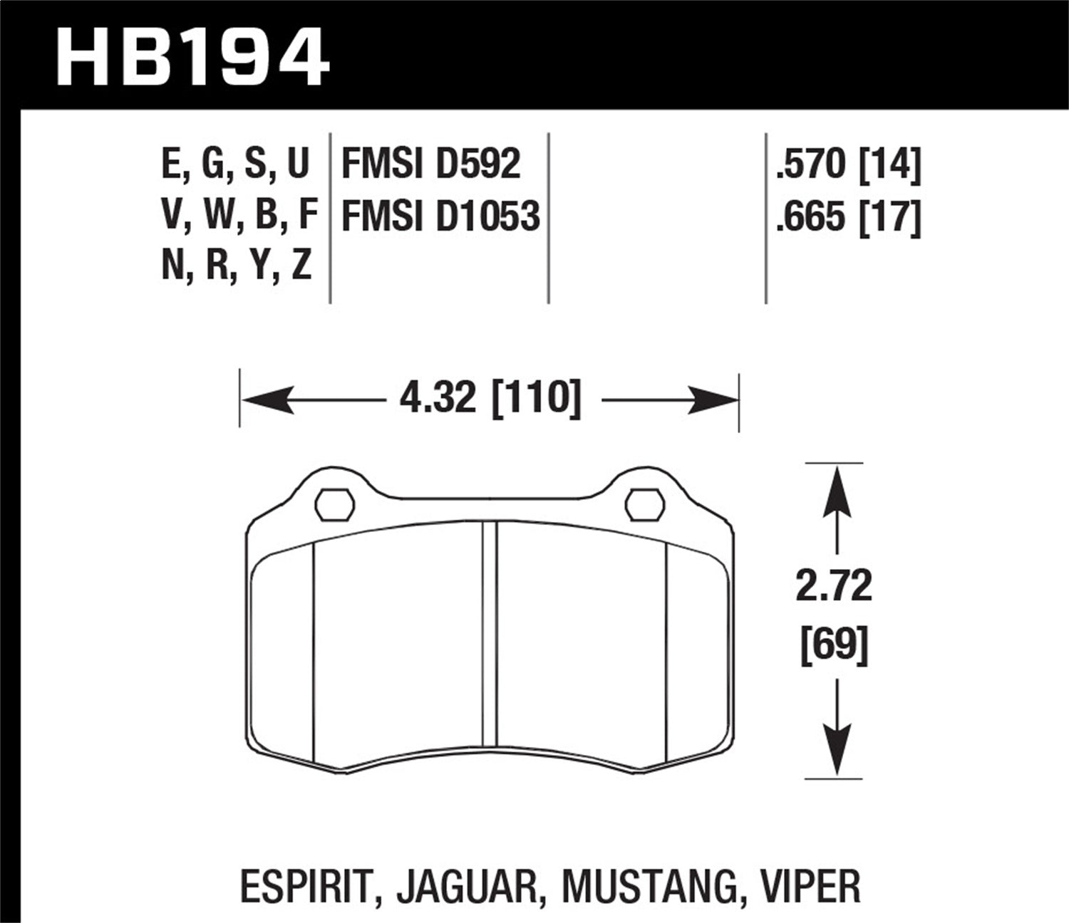 Hawk Performance HB194B.570 HPS 5.0 Disc Brake Pad