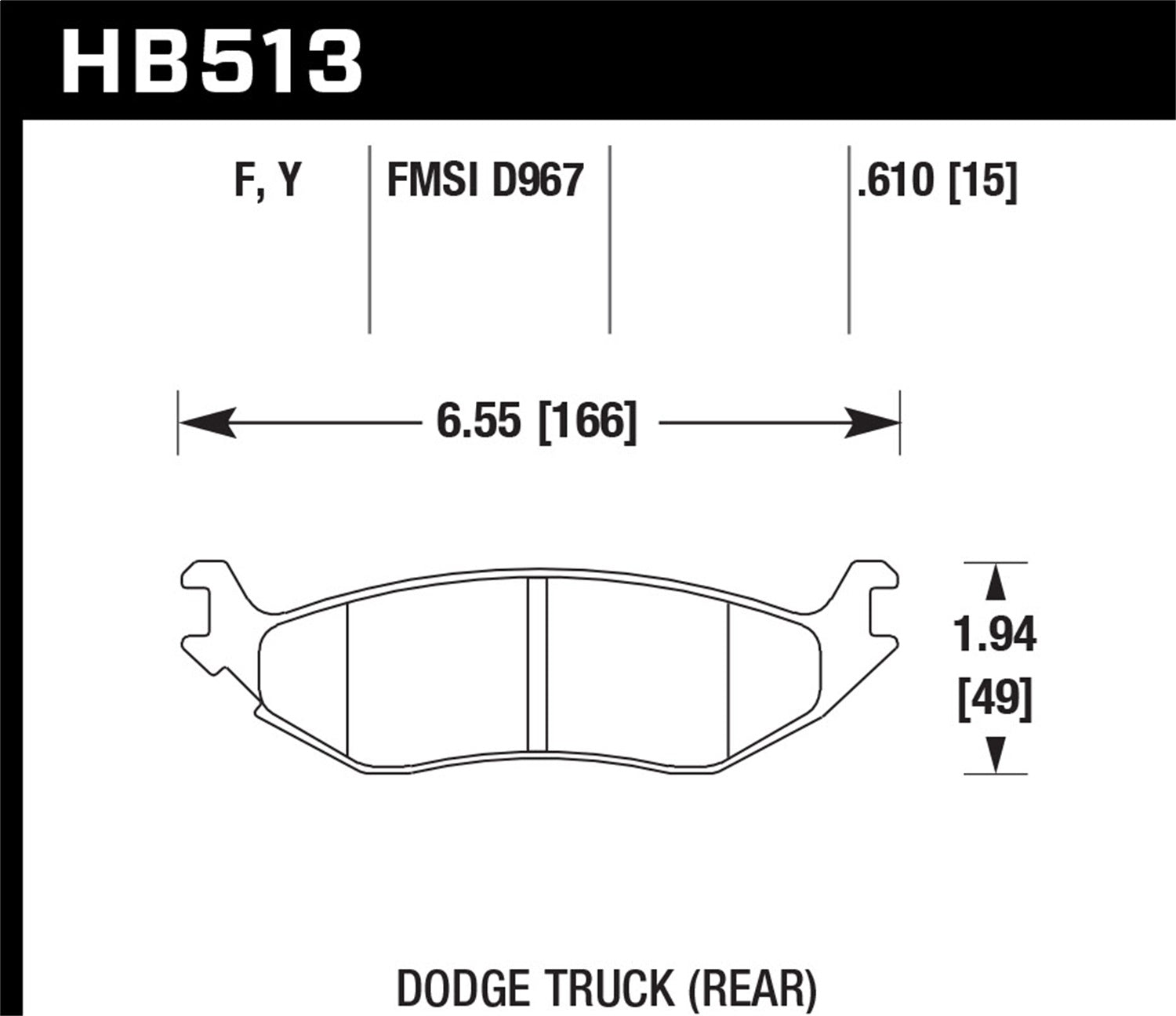 Hawk Performance HB513Y.610 LTS Disc Brake Pad Fits 02-18 1500 Durango Ram 1500