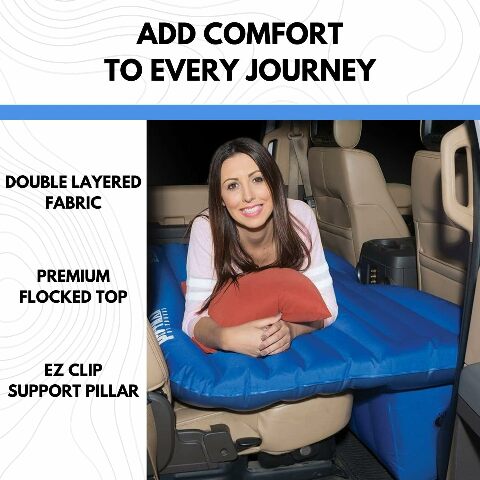 Pittman Outdoors AirBedz PPI-BLU-TRKMAT Inflatable Fabric Rear Seat Truck Air Bed Mattress | 5 Feet in Length | Compatible with Full-Sized Trucks and SUV's, Blue