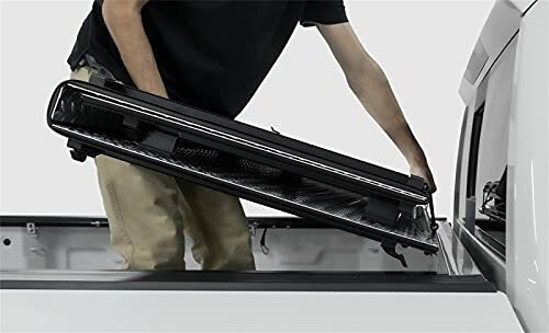 LOMAX B1040079 Hard Tri-Fold Cover; Matte Black Finish; Split Rail;