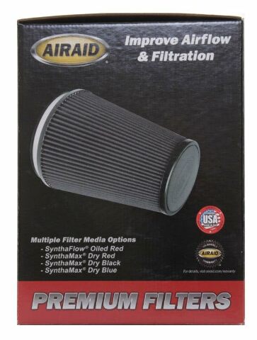 Airaid 720-472 Universal Clamp-On Air Filter: Oval Tapered; 6 Inch (152 mm) Flange ID; 9 Inch (229 mm) Height; 10.75 Inch x 7.75 Inch (273 mm x 197 mm) Base; 7.25 Inch x 4.25 Inch (184 mm x108 mm) Top