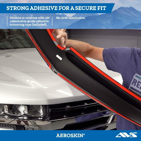 Auto Ventshade [AVS] Aeroskin Hood Protector | Compatible with -  Chevrolet Avalanche,  - 2014 Suburban 1500/2500/Tahoe (No Hybrid) | Low Profile Deflector / Bug Shield - 1 pc., Chrome | 622011 2013