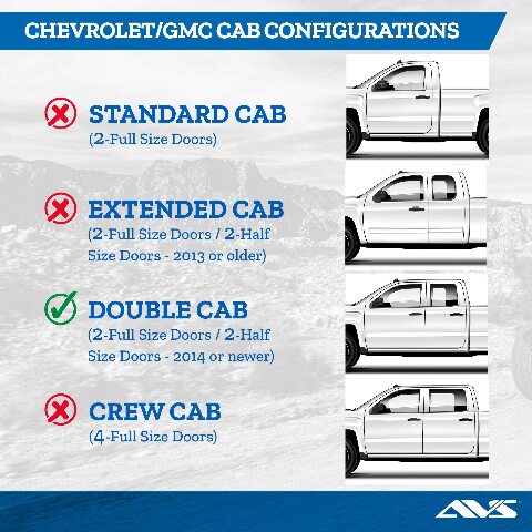 Auto Ventshade [AVS] Outside Mount Rain Guards Compatible with Chevrolet Silverado - GMC Sierra 1500, Crew Cab;  SIL/Sir 2500 & 3500, Double Cab | Window Vent Visors, 4 pcs. - Smoke | 94804 2020-2025