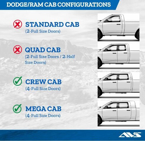 Auto Ventshade [AVS] Outside Mount Rain Guards Compatible with Ram 1500 Crew Cab (New Body Only) | Window Vent Visors, 4 pcs. - Smoke | 94806 2019-2025